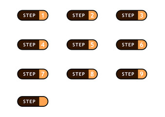 Set of Step Number Icons - Vector Buttons for Infographics, Tutorials, and Workflow Process