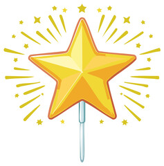 Obraz premium A Brilliant Golden Star Wand Radiating Light and Sparkles, Perfect for Celebrations and Magic