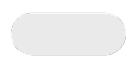  Realistic Clear Glass Pill Shape Button, Transparent UI Element with Beveled Edge on Alpha Background
