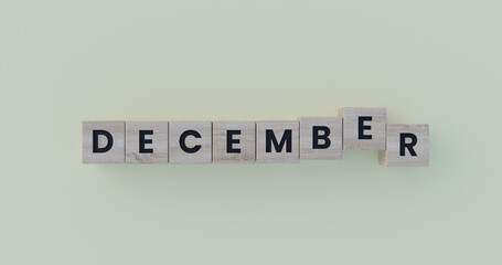 Wooden December Letters on Soft Background