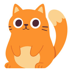 cute funny cat cartoon animal character flat color vector illustration template design