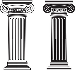 Ionic Column Outline and Silhouette architecture classical