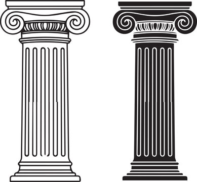 Ionic Column Outline and Silhouette architecture classical