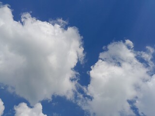 Clear Blue Sky with Fluffy White Cumulus Clouds