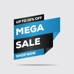 Sale Tags Collection &ndash; Special Offer, Big Sale, Discount, 10% | Blue & Black Vector Stickers, Badges, Coupons