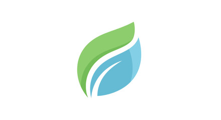 Obraz premium Elegant leaf vector logo featuring shades of green and blue for a fresh modern design