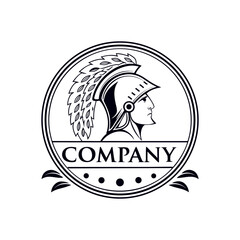 Warrior Helmet Company Logo Vector in Vintage Style