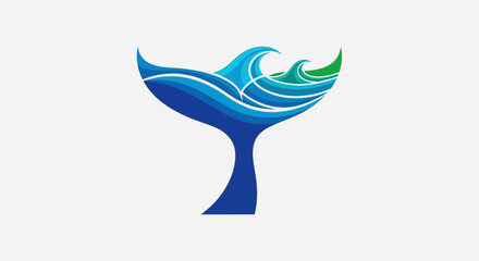 Stylized whale tail combined with ocean waves creating a unique and memorable marine-themed logo