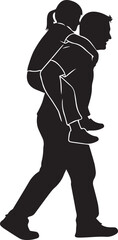 Silhouette of Man Carrying Child on His Back father