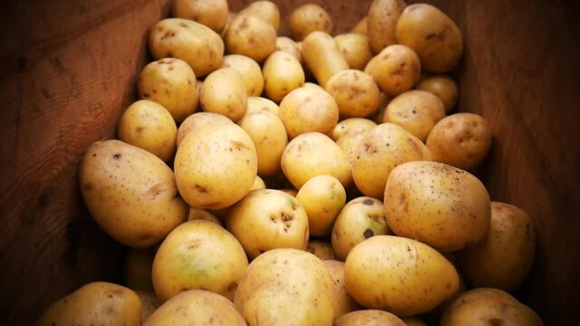 Close-up of a heap of nice yellow potatoes