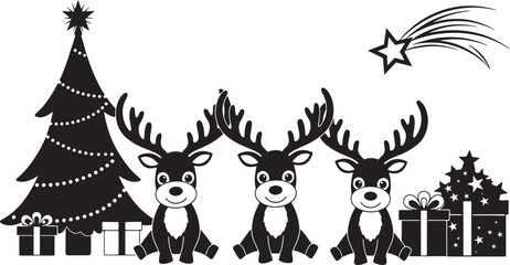 Christmas reindeer set, editable file