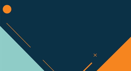 Abstract Geometric Background Design with Orange, Teal, and Navy Blue Colors