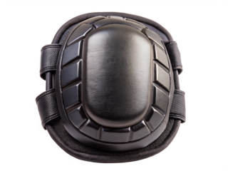 Protective Black Knee Pad Ready for Action  isolated on white background ,PNG. AI Generated 