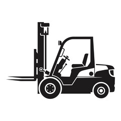 Modern forklift silhouette industrial material handling machine graphic icon silhouette