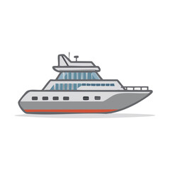 Obraz premium Illustration of Luxury Private Yacht Boat. Isolated Clip Art of Sleek Motor Vessel