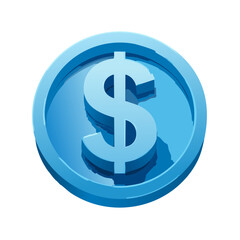 Obraz premium Blue Three Dimensional Dollar Sign Coin Symbol Icon