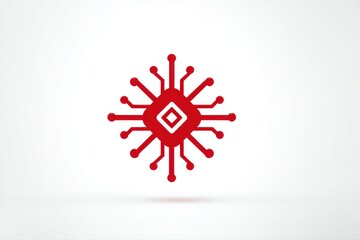 Futuristic artificial intelligence chip logo isolated on transparent background