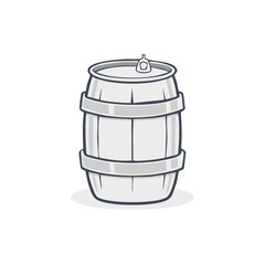 Cartoon wooden barrel with a modern beverage can pull tab top illustration