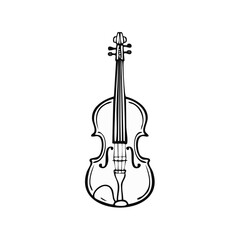 Fototapeta premium Classic violin musical instrument illustrated in a clean black and white line art style