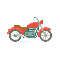 Obraz premium Stylized Red Motorcycle with Brown Seat and Retro Design Graphic Illustration