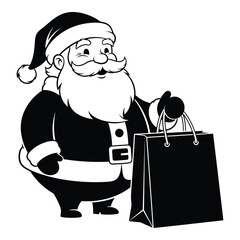 Joyful santa claus holding a shopping bag ready for holiday deliveries and festive cheer silhouette