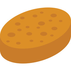 Orange Oval Sponge With Small Pockmarks And Transparent Background For Cleaning And Scrubbing