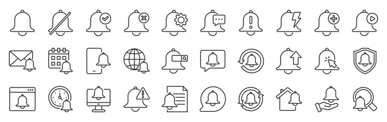 notification icon pack outline style vector collection for ui ux application