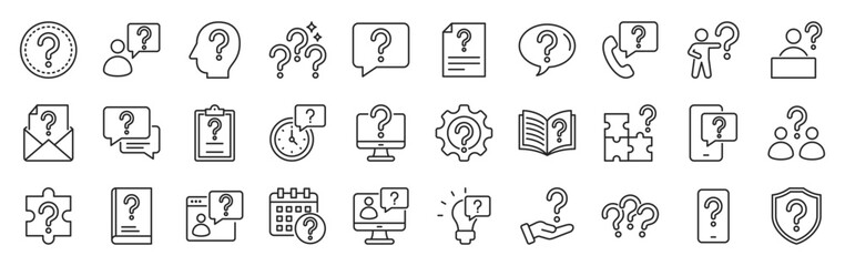 question icon pack outline style vector collection for quiz and survey
