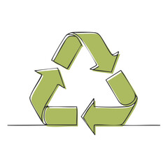 Obraz premium Minimalist Recycle Symbol Drawing in Green and Black Line, Sustainable Solutions, Waste Reduction, Environmental Consciousness, Conservation Awareness