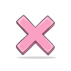 Obraz premium Cartoon pink cross symbol with shadow effect, artistic graphic design element.