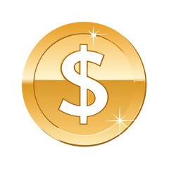 Obraz premium Shiny Gold Coin with Dollar Sign Currency Investment Financial Success Concept