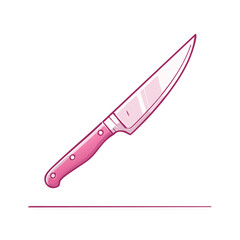 Obraz premium Cute pink chef knife cooking utensil kitchenware cartoon style graphic