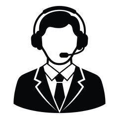 Professional customer support agent icon representing service and communication in business silhouette