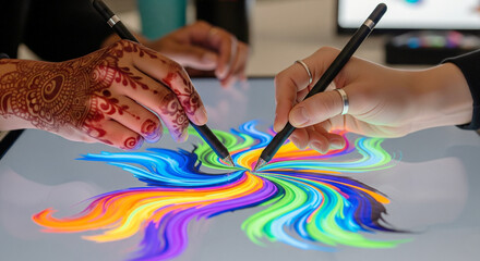 Obraz premium hand with paintbrush 