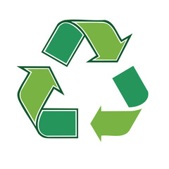 Obraz premium Green and White Recycling Symbol. Illustration of recycling icon.