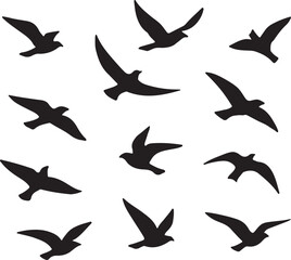 Flying Bird Flock Silhouette Vector