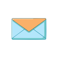 Simple cartoon envelope illustration with a closed flap and a light blue body and orange flap.