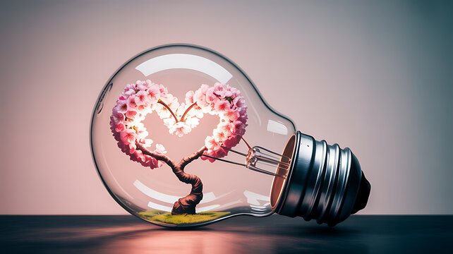 Heart Shaped Tree Growing Inside a Light Bulb (513) photo