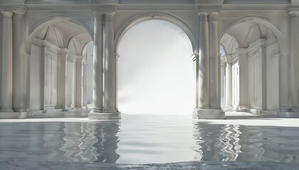 Neoclassical Architecture With Reflective Waterway And Symmetry