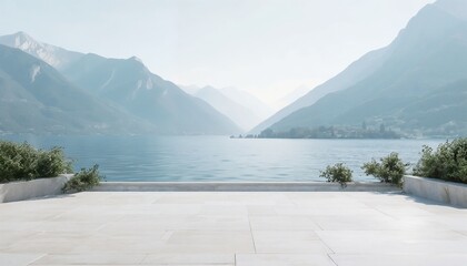 Lakeside Serenity With Mountains And Subtle Textures