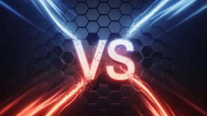 Vs text with glowing red and blue energy streams 