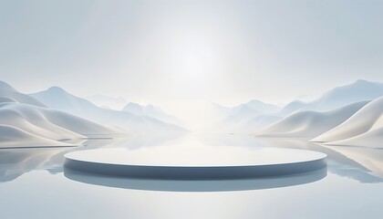 Minimalist Digital Rendering of Tranquil Landscape with Reflection