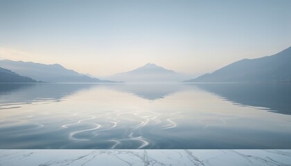 Minimalist Landscape With Ethereal Atmosphere And Calm Waters