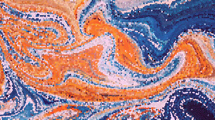 Vibrant Abstract Marbled Texture with Swirling Orange and Blue Hues.