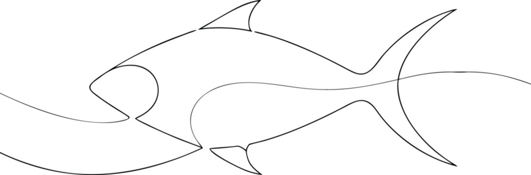 Single line drawing of a tarpon fish marine life ocean