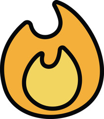 a cartoon drawing of a burning flame