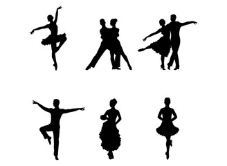 Dynamic vector silhouettes depicting various dance styles, perfect for vibrant artistic and expressive designs