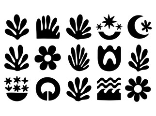 Floral & Celestial Silhouette Cutouts Nature-Inspired Art, Ideal for Botanical, Fashion, & Modern Decor