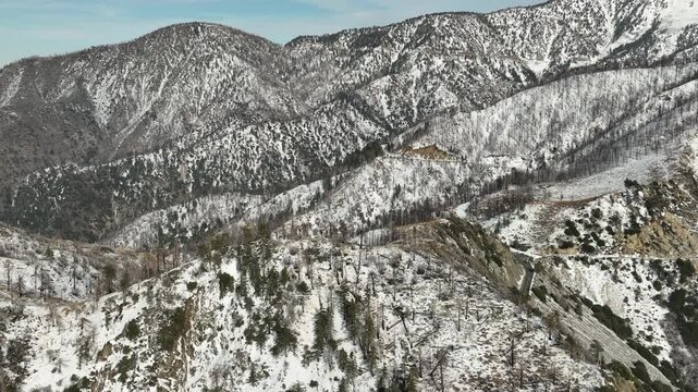 Mount Islip Winter Snow RIdges Aerial Shot Orbit L California USA