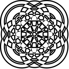 Geometric ornamental medallion vector icon in black and white